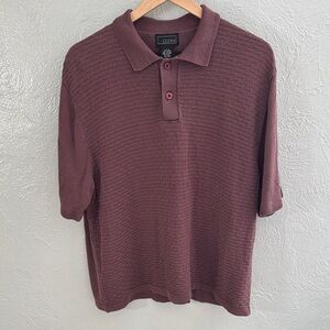 Vintage Cezani Slik Blend Textured Knit Short Sleeve Polo Shirt Men's Large